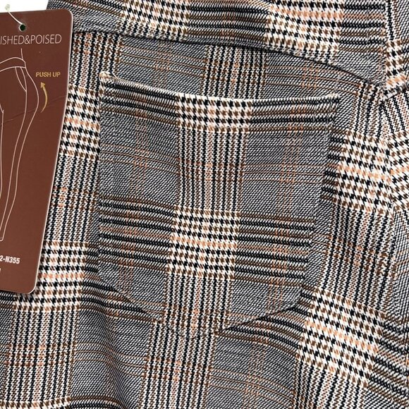 NWT Polished & Poised Pants Plaid Petite Slim Pull On Trousers Stretch Soft PM - Picture 11 of 15